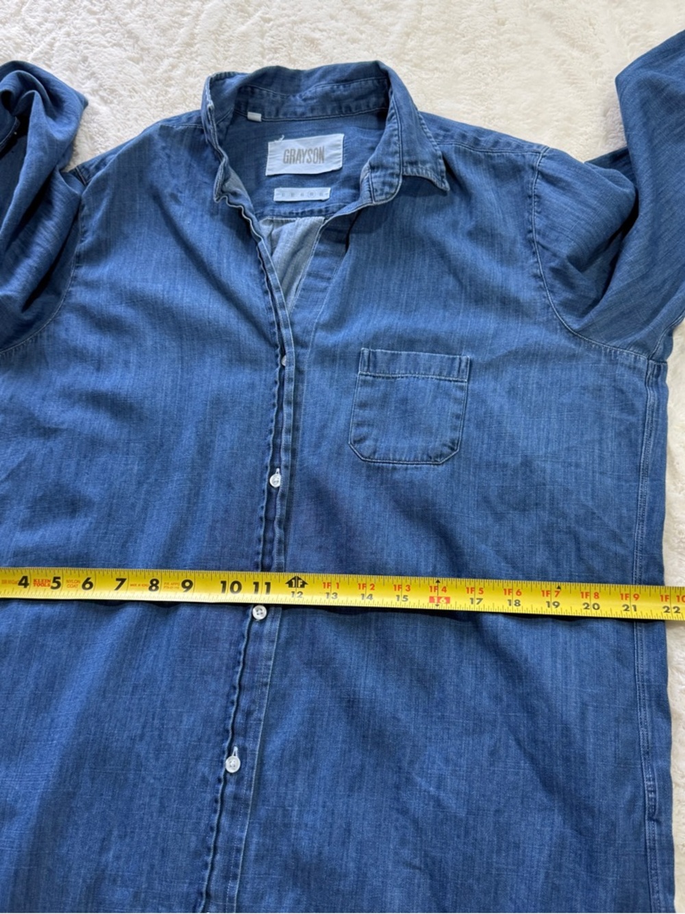 Grayson by frank & Eileen size 04(Large) chambray denim shirt dress casual - Picture 11 of 13
